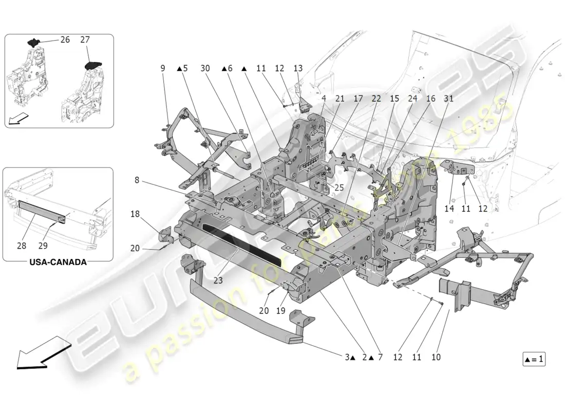 maserati mc20 cielo (2023) front chassis parts diagram