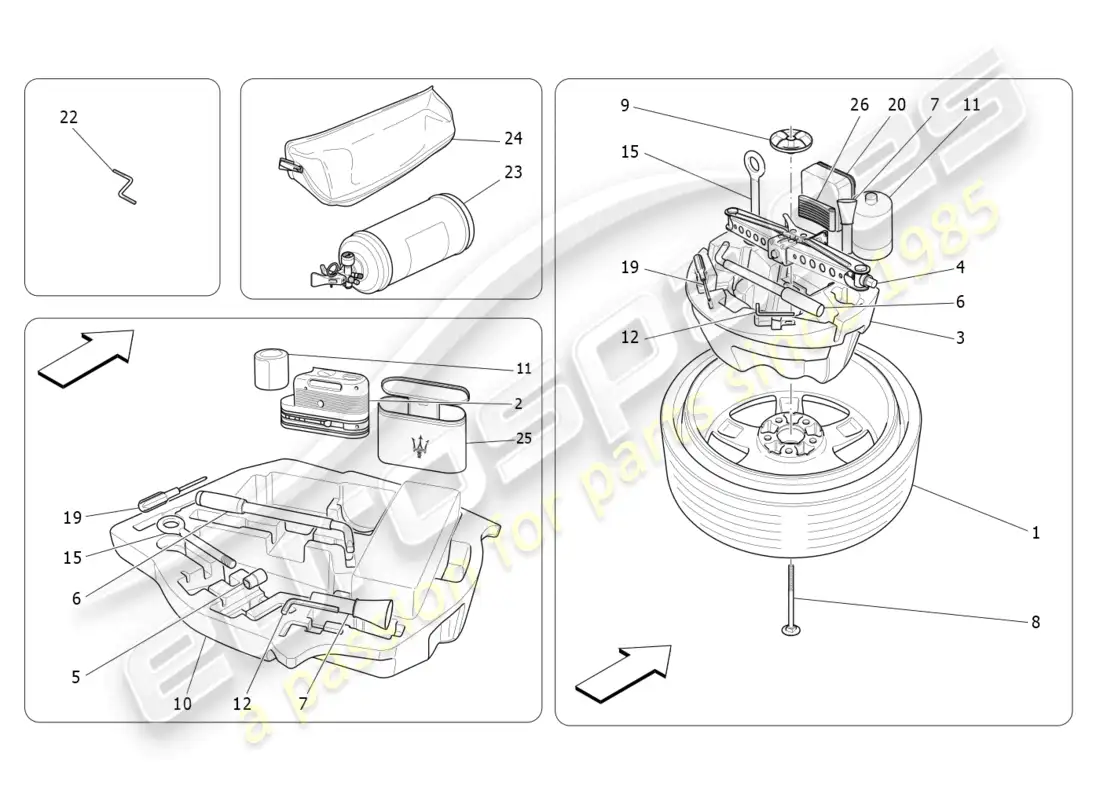 maserati ghibli fragment (2022) standard provided parts diagram