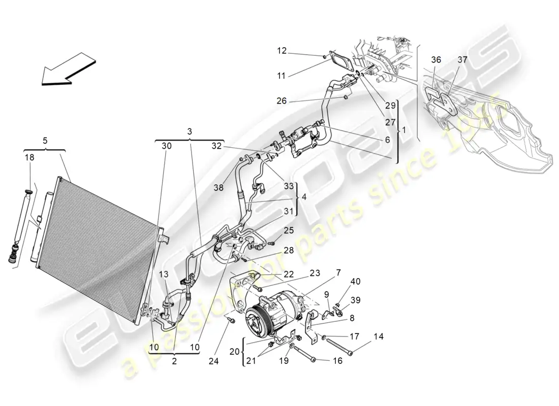 maserati levante (2020) a/c unit: engine compartment devices parts diagram