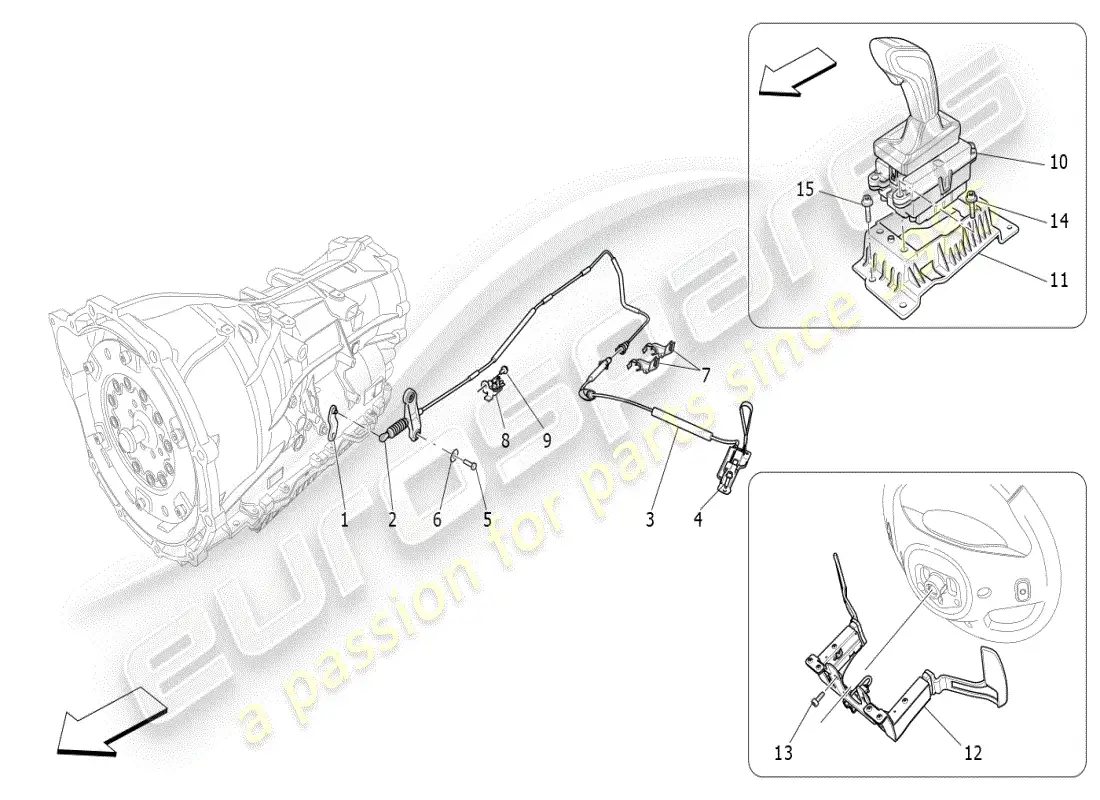 maserati ghibli (2021) driver controls for automatic gearbox parts diagram