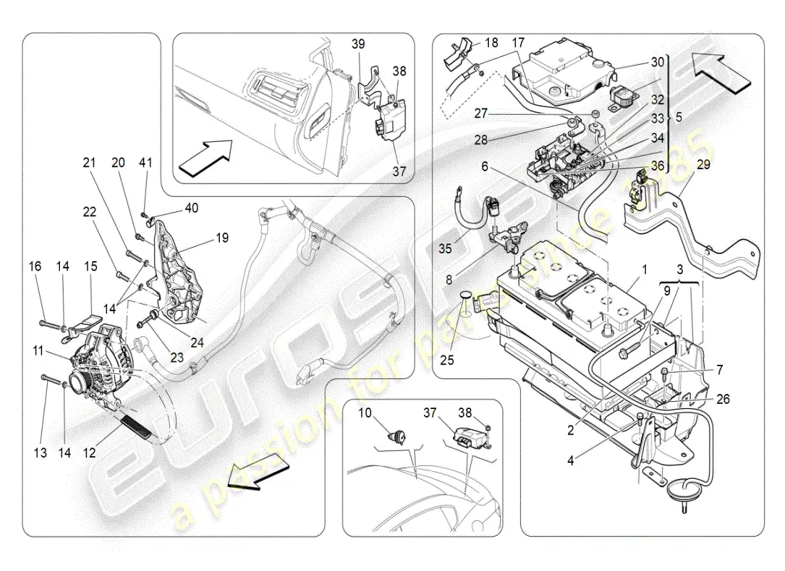 maserati ghibli (2021) energy generation and accumulation parts diagram