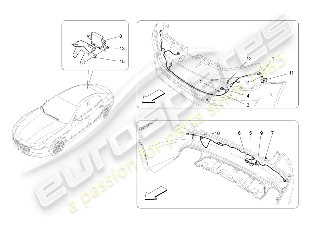 maserati ghibli (2018) parking sensors parts diagram