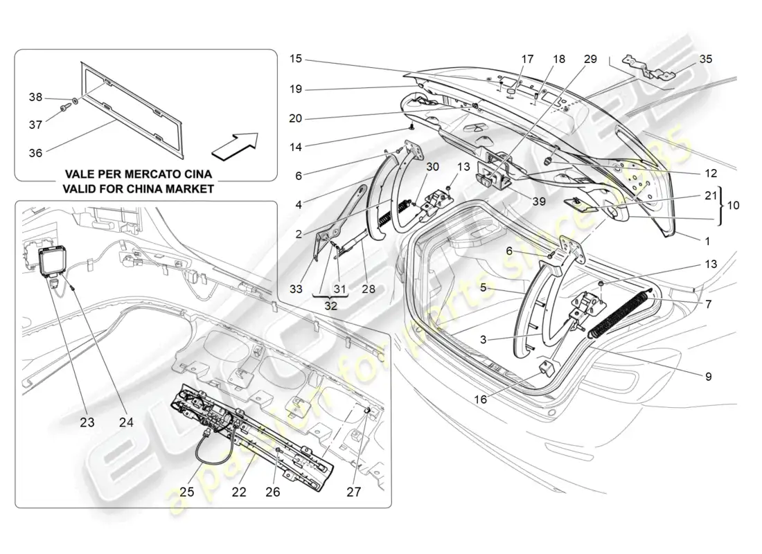 maserati ghibli (2018) rear lid parts diagram