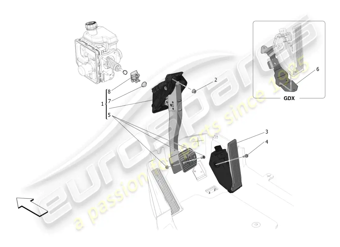 maserati mc20 cielo (2023) complete pedal board unit parts diagram