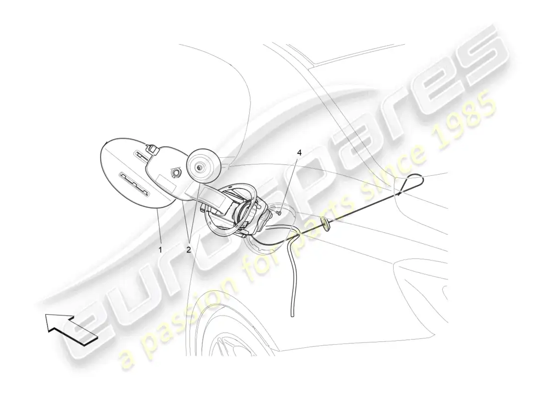 maserati ghibli (2014) fuel tank door and controls parts diagram