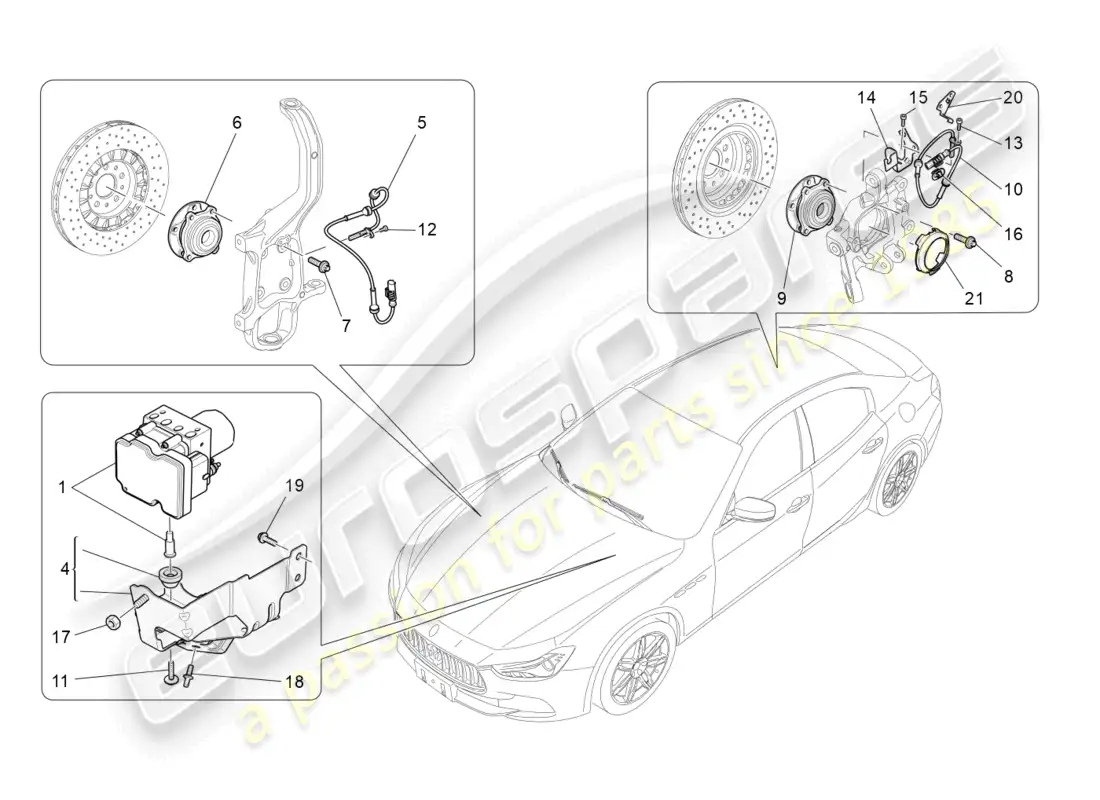 maserati ghibli fragment (2022) braking control systems parts diagram