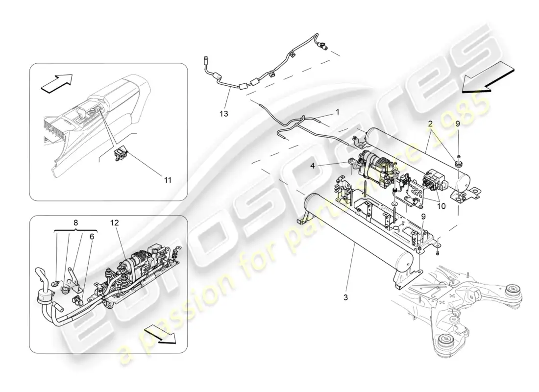 maserati levante gt (2022) air suspension system parts diagram