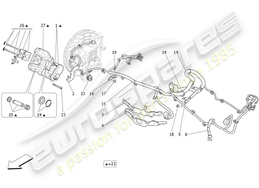 maserati ghibli fragment (2022) parking brake parts diagram