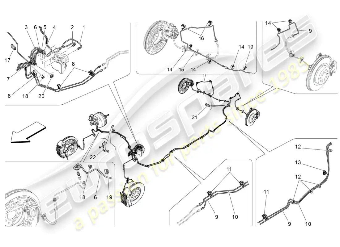maserati levante modena (2022) lines parts diagram
