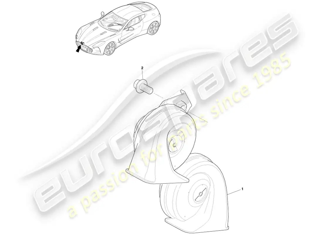 aston martin one-77 (2011) horn system parts diagram