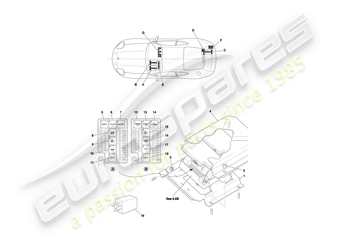 aston martin db7 vantage (1999) relays, vin 300556 on part diagram