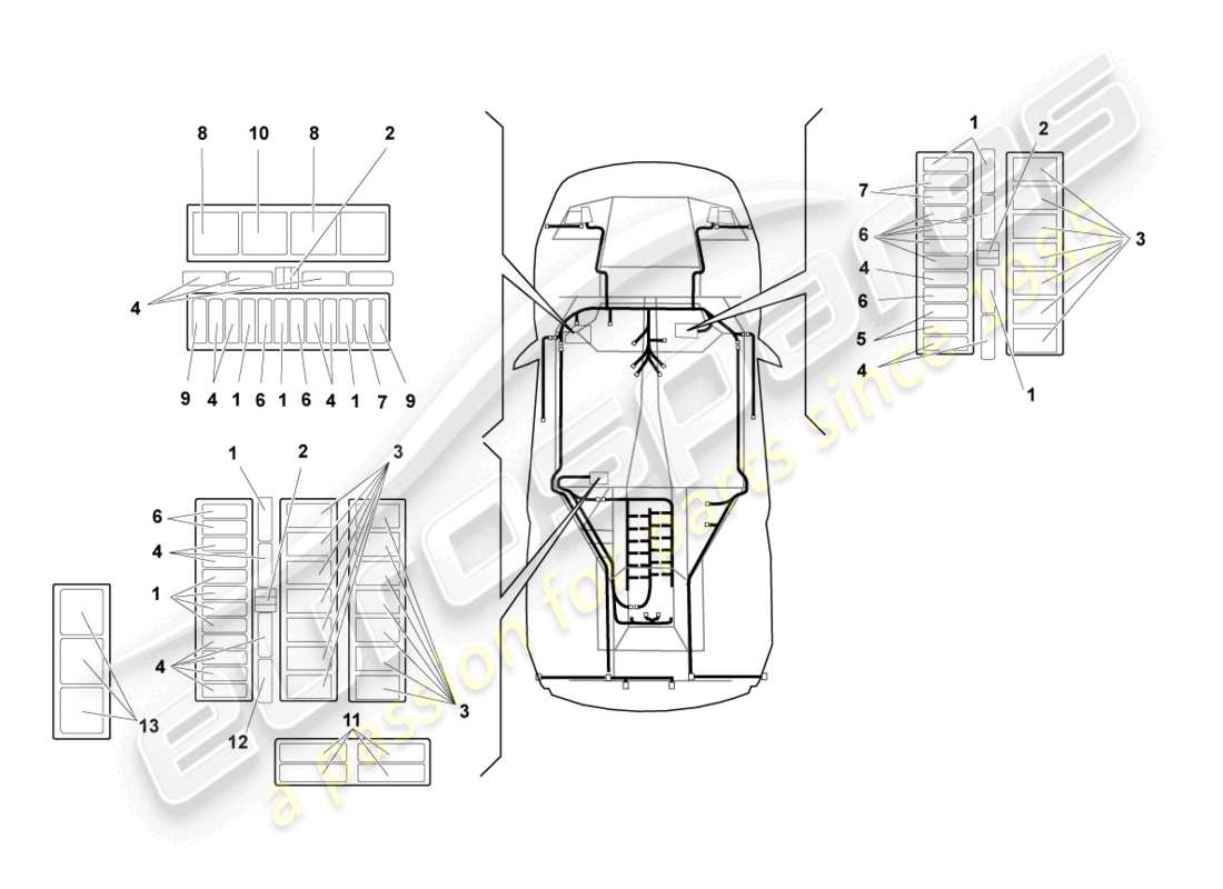 lamborghini murcielago coupe (2003) central electrics part diagram