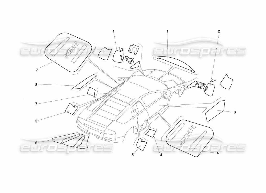 lamborghini murcielago lp670 insulations and soundproofing part diagram