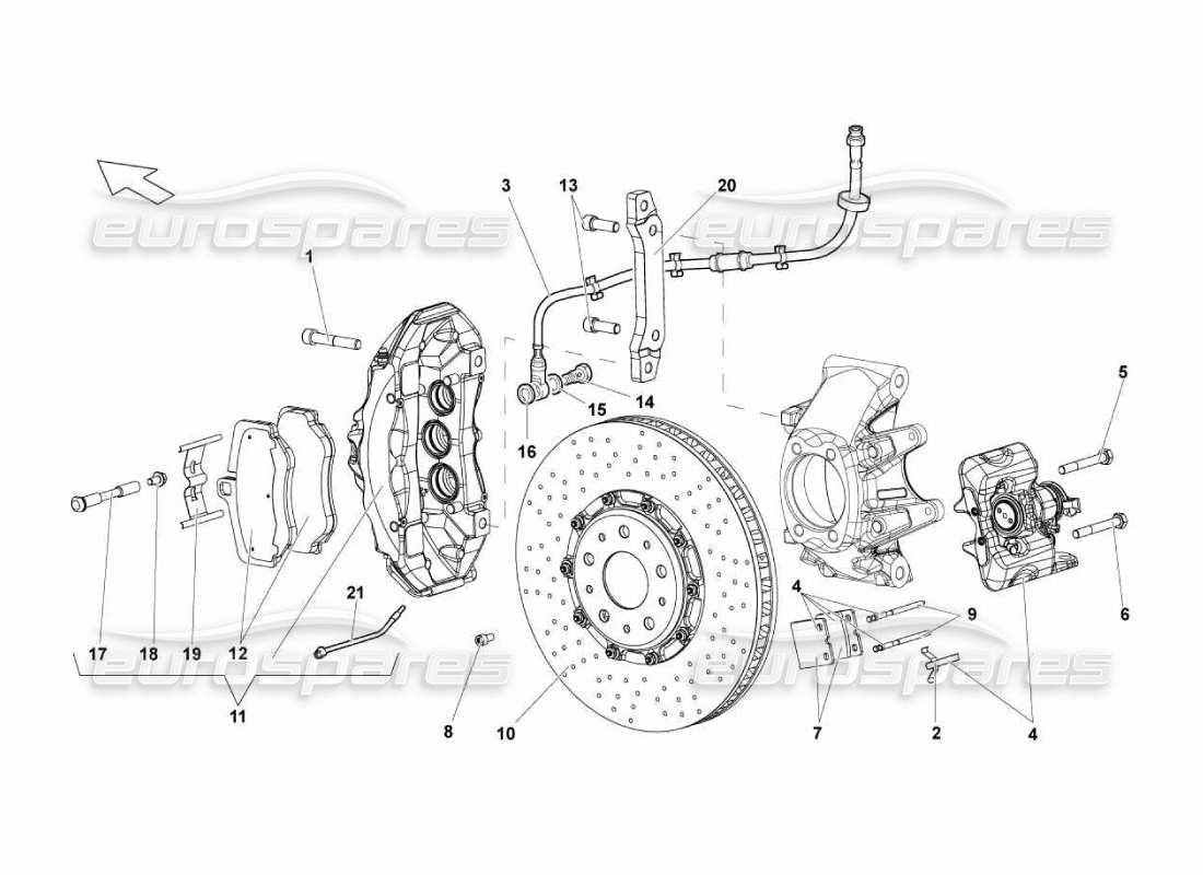 lamborghini murcielago lp670 rear brakes - carboceramic part diagram