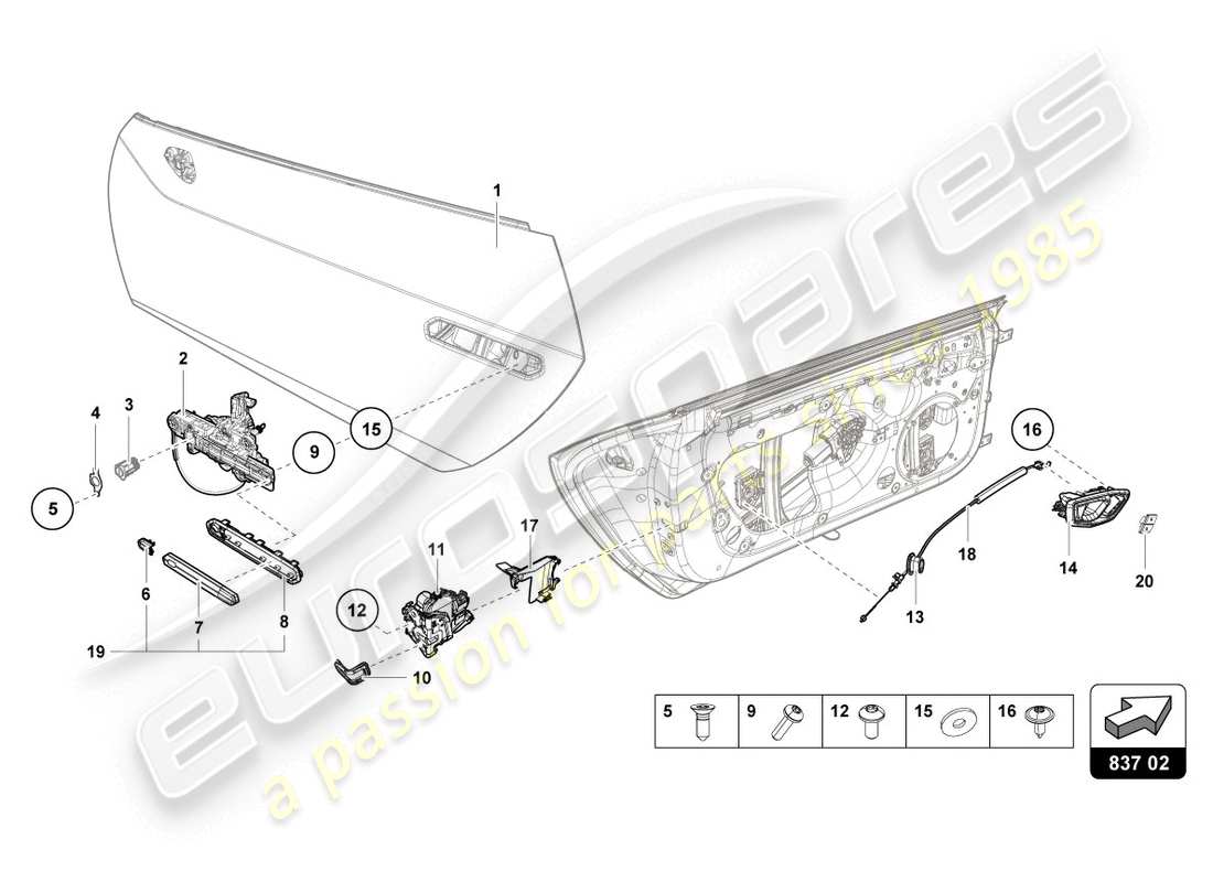 lamborghini evo spyder (2020) door handles part diagram