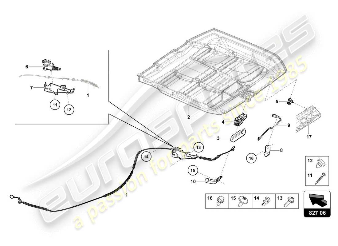 lamborghini evo spyder (2020) rear lid part diagram