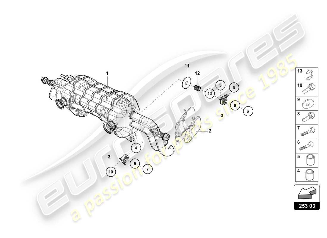 lamborghini 2019 (lp610-4 spyder) rear silencer part diagram