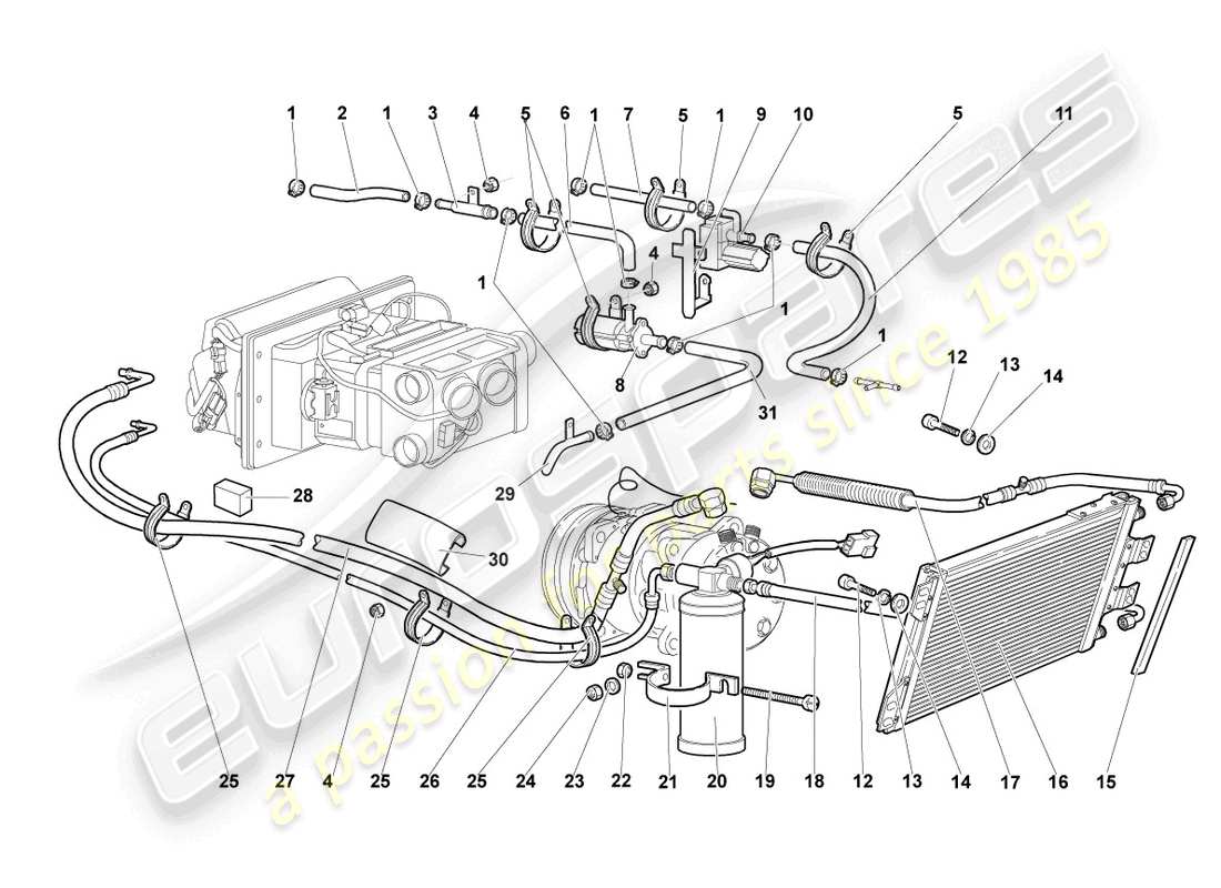lamborghini murcielago coupe (2002) a/c condenser parts diagram