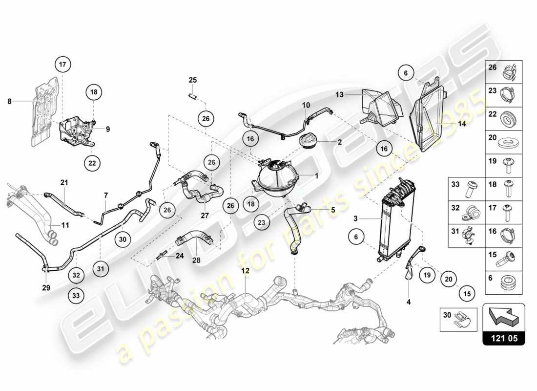 lamborghini 2019 (lp610-4 spyder) cooler for coolant part diagram