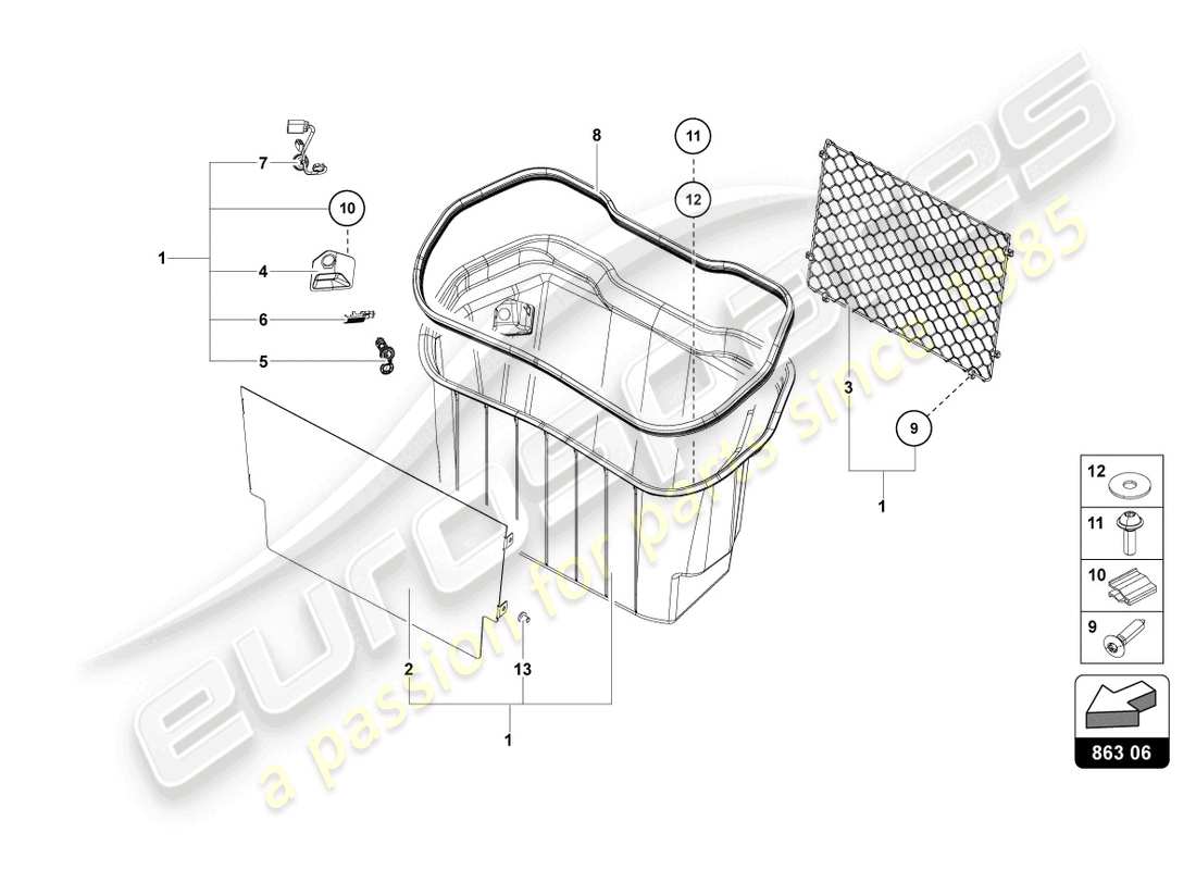 lamborghini 2013 (lp700-4 coupe) luggage boot trims part diagram