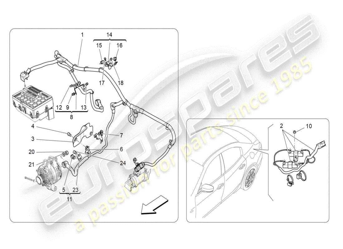 a part diagram from the maserati ghibli (2017 onwards) parts catalogue