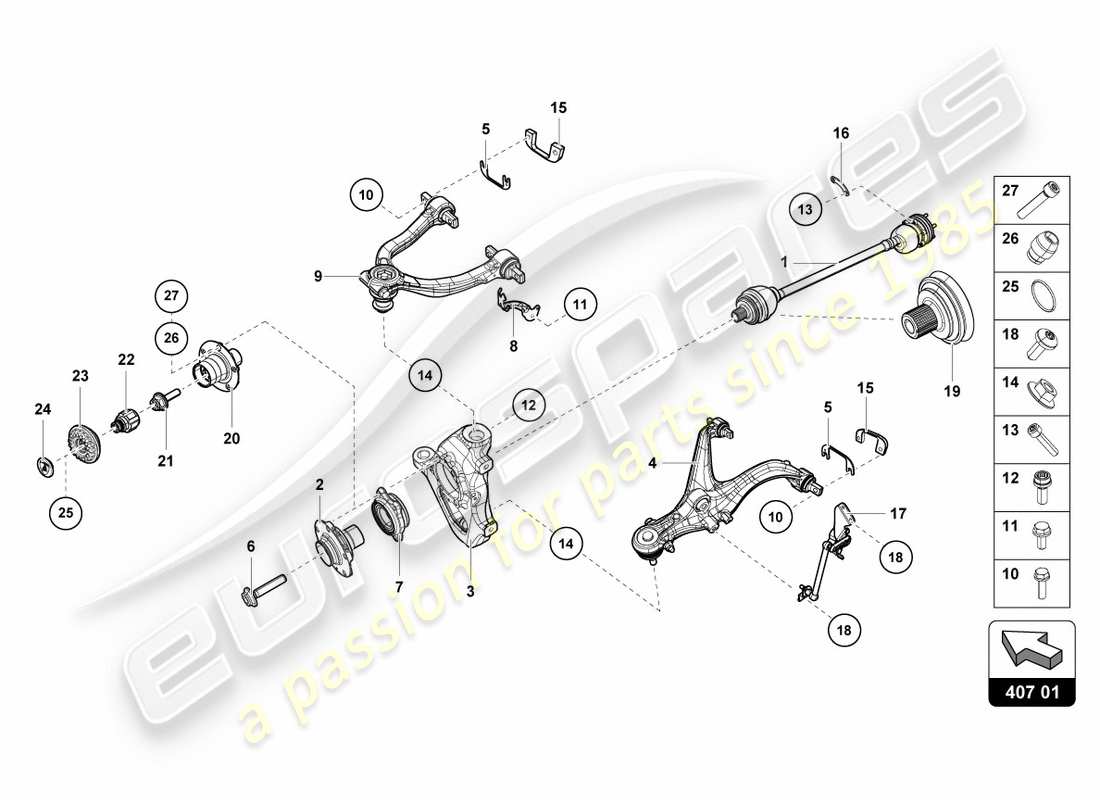 lamborghini performante coupe (2019) axle shaft front parts diagram