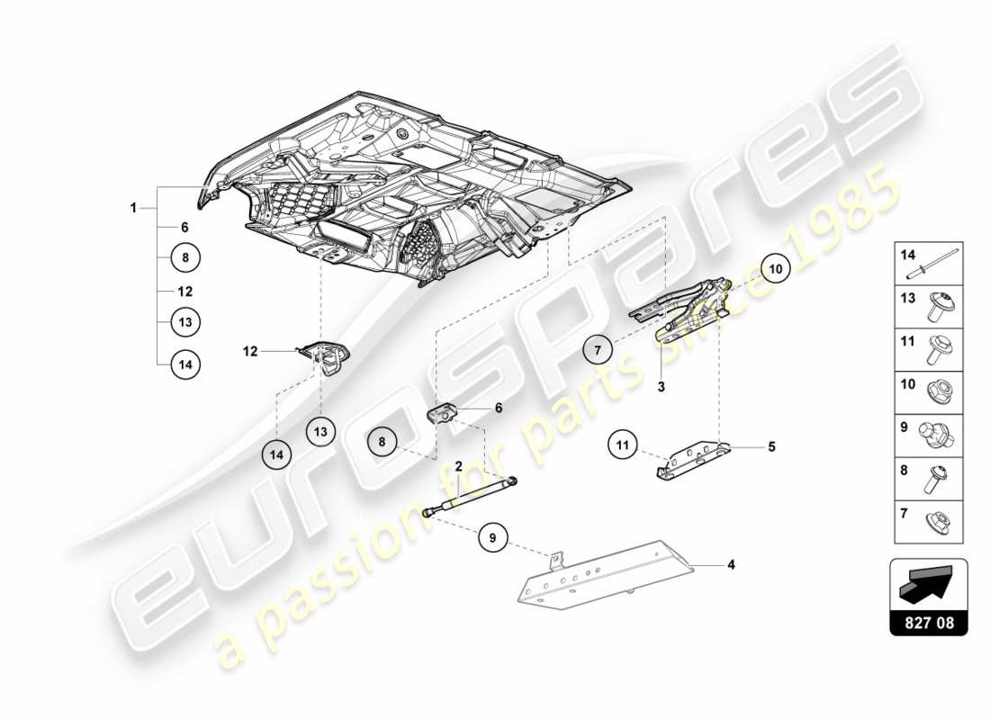 lamborghini performante spyder (2020) rear lid parts diagram