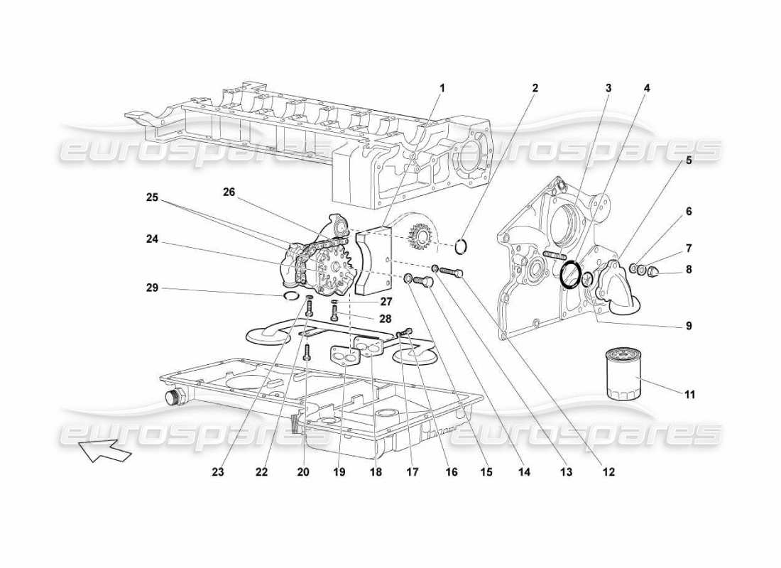 lamborghini murcielago lp670 engine oil pump part diagram