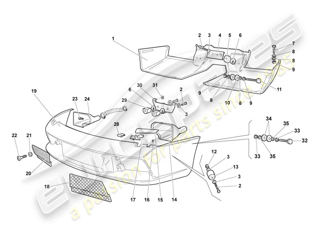 a part diagram from the lamborghini murcielago roadster (2005) parts catalogue