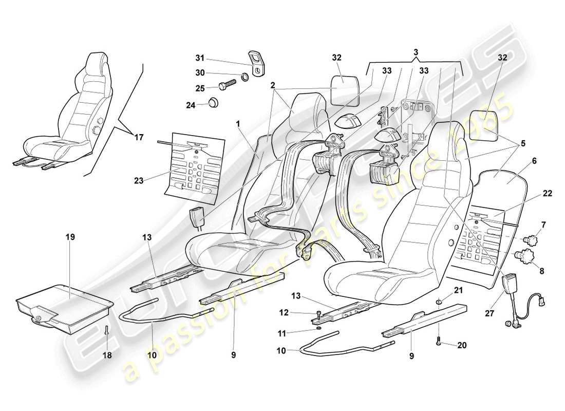 a part diagram from the lamborghini murcielago coupe (2005) parts catalogue