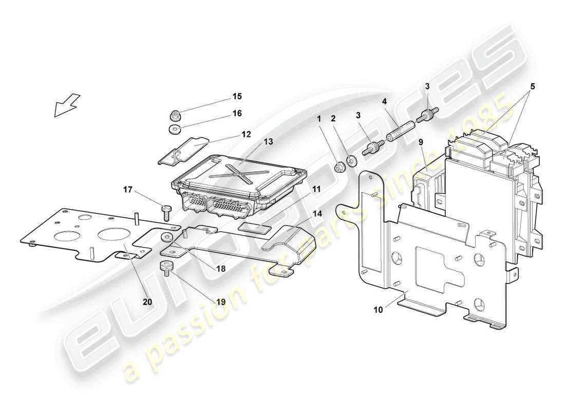 a part diagram from the lamborghini murcielago coupe (2006) parts catalogue