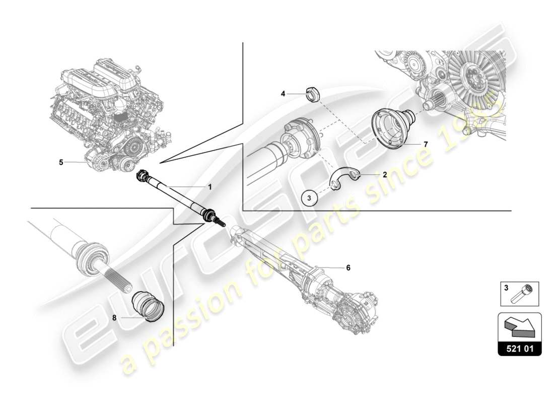 a part diagram from the lamborghini 2020 (performante coupe) parts catalogue