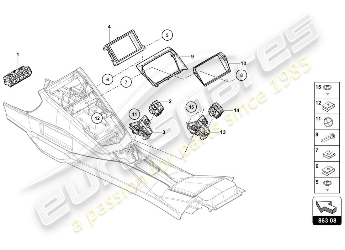 a part diagram from the lamborghini aventador lp720-4 parts catalogue