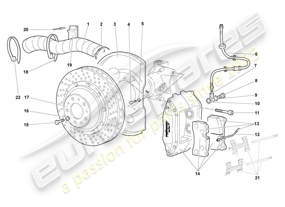 a part diagram from the lamborghini murcielago roadster (2005) parts catalogue