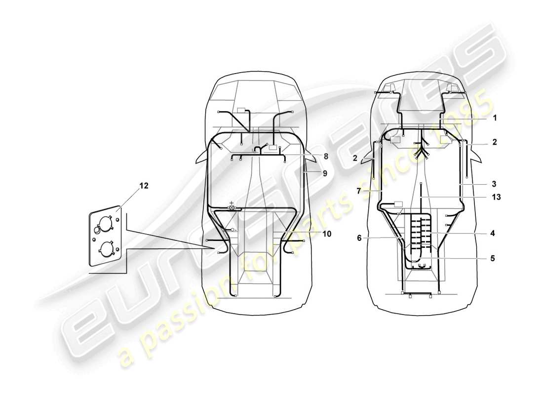 a part diagram from the lamborghini murcielago coupe (2002) parts catalogue