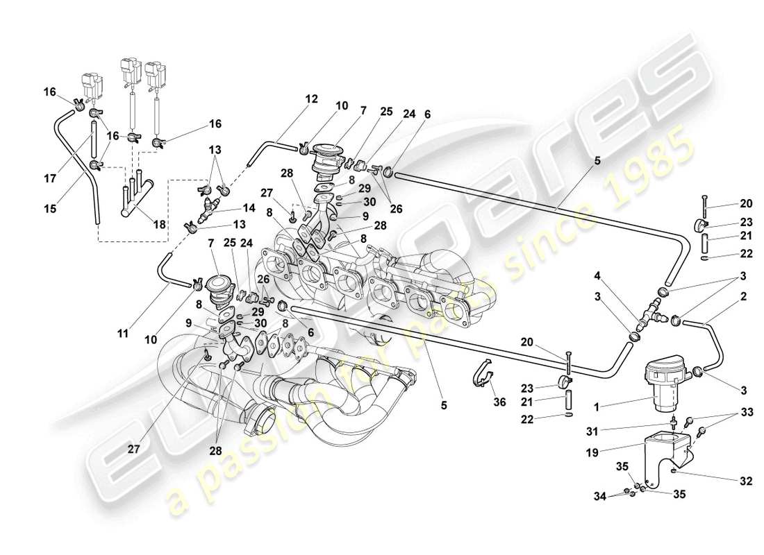 a part diagram from the lamborghini murcielago coupe (2005) parts catalogue