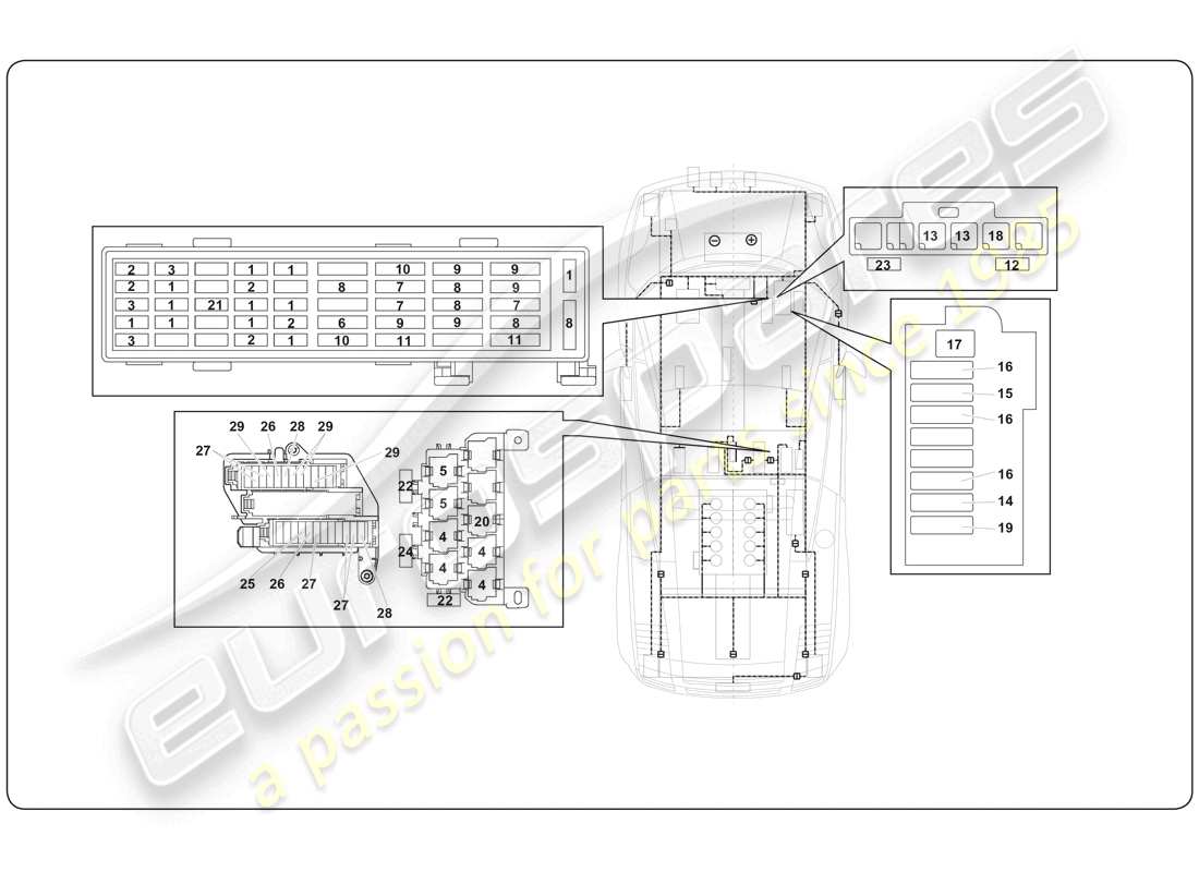 a part diagram from the lamborghini super trofeo (2009-2014) parts catalogue