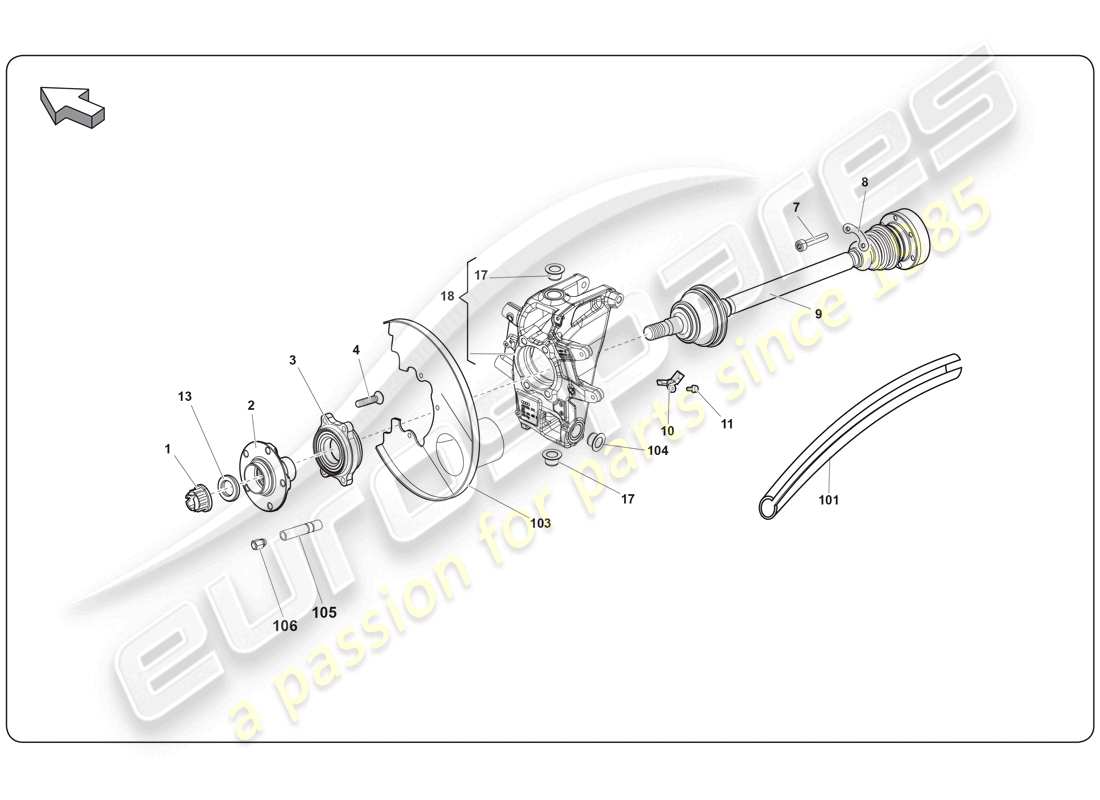 a part diagram from the lamborghini super trofeo (2009-2014) parts catalogue