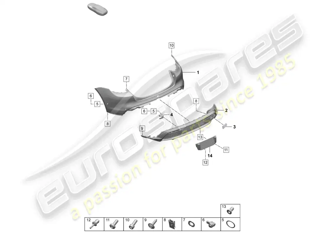 porsche 2025 (taycan 9j1-2) bumper rear for equipment variant: basic sport turismo st part diagram