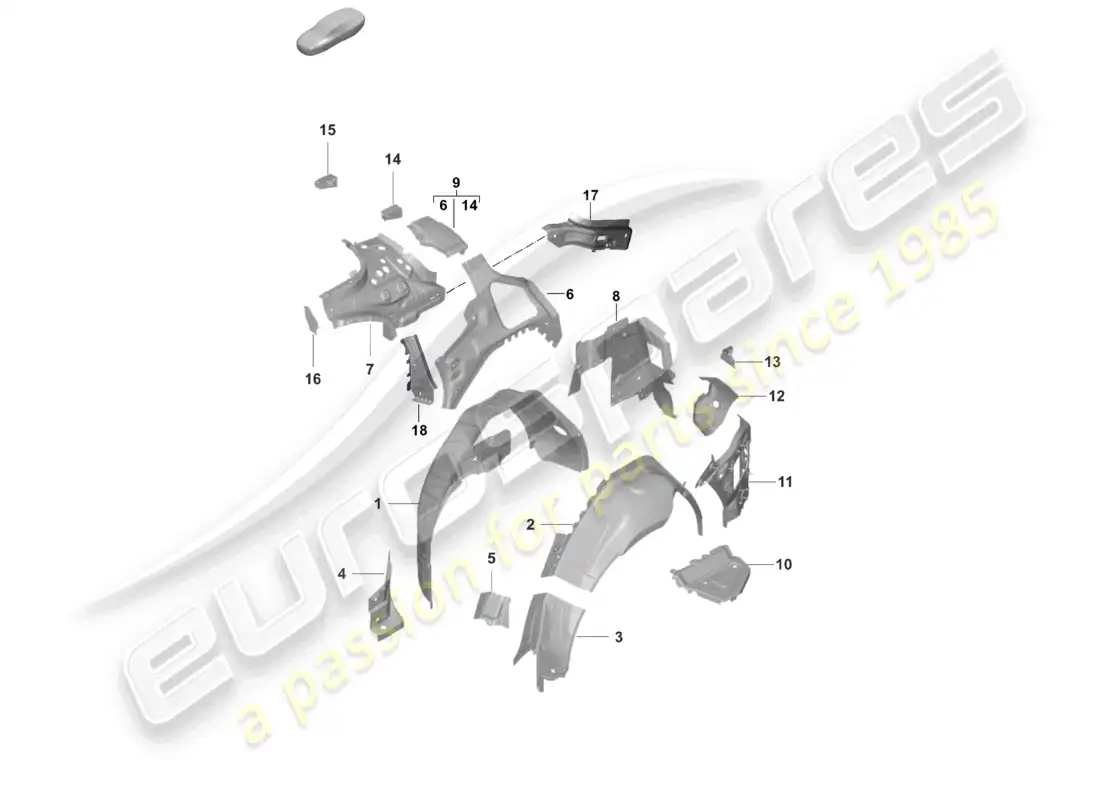 porsche 2023 (taycan 9j1-1) side panel, inner rear parts diagram