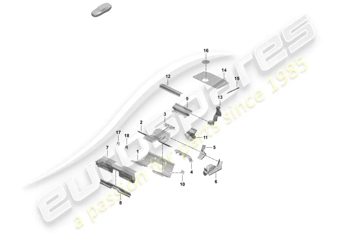 porsche 2025 (taycan 9j1-2) rear end rear bottom plate seat support part diagram