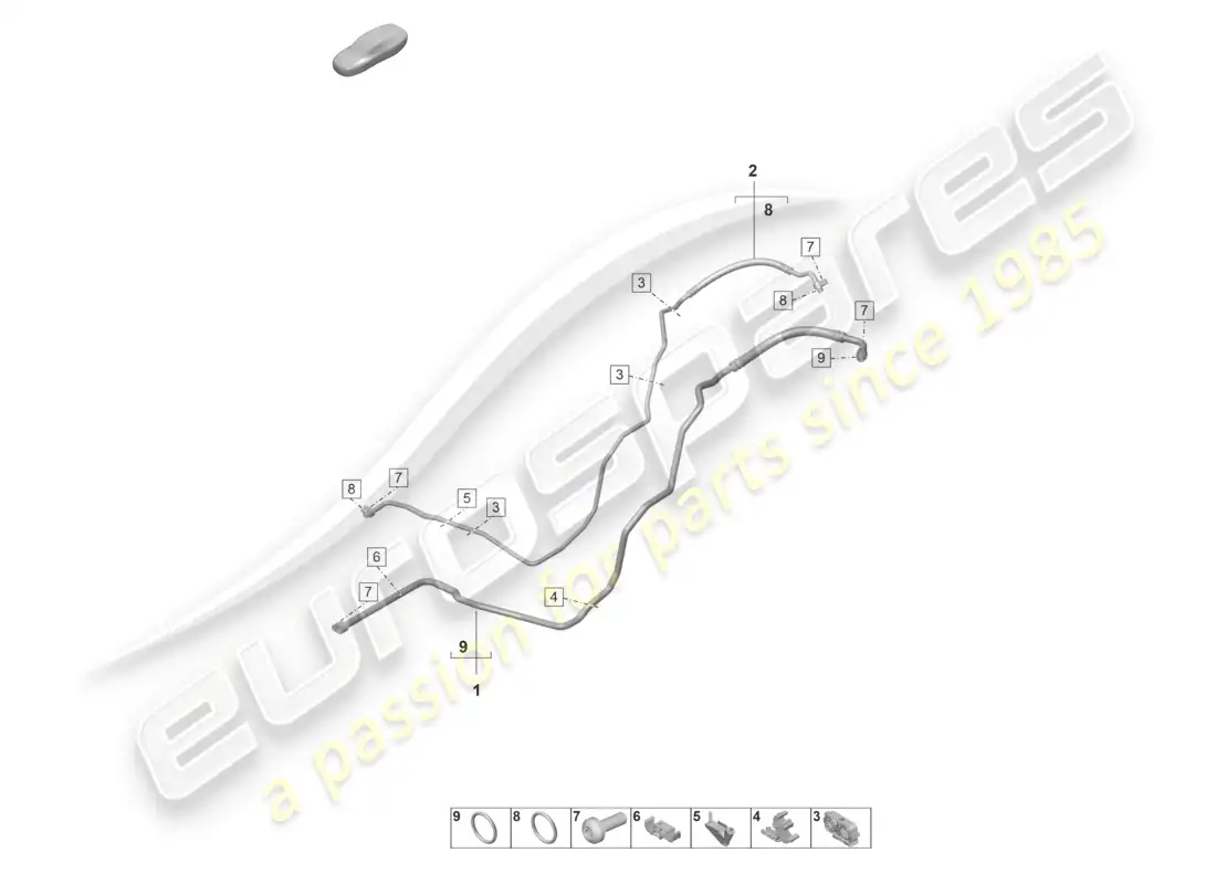 porsche 2024 (992-2 gt3/rs/st) air conditioning rear refrigerant line part diagram