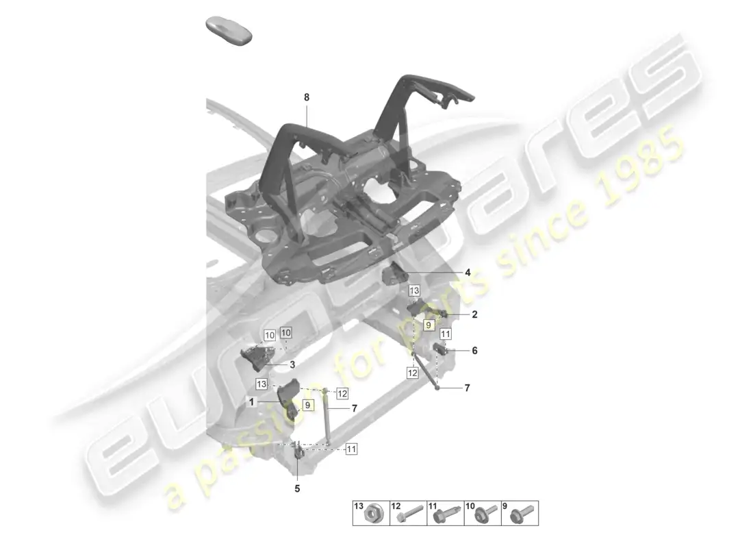 porsche 2022 (992-1 gt3/rs/st) rear spoiler parts diagram