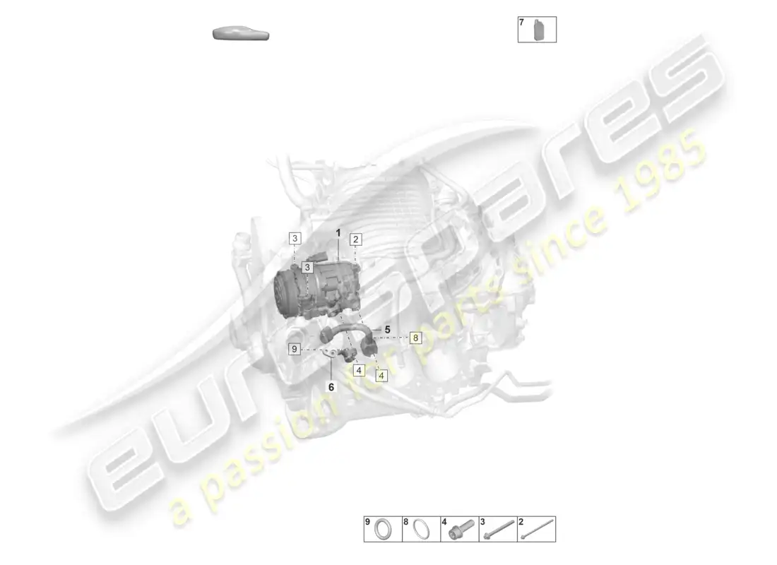 porsche 2024 (992-2 gt3/rs/st) a/c compressor kaeltemittel r134a part diagram
