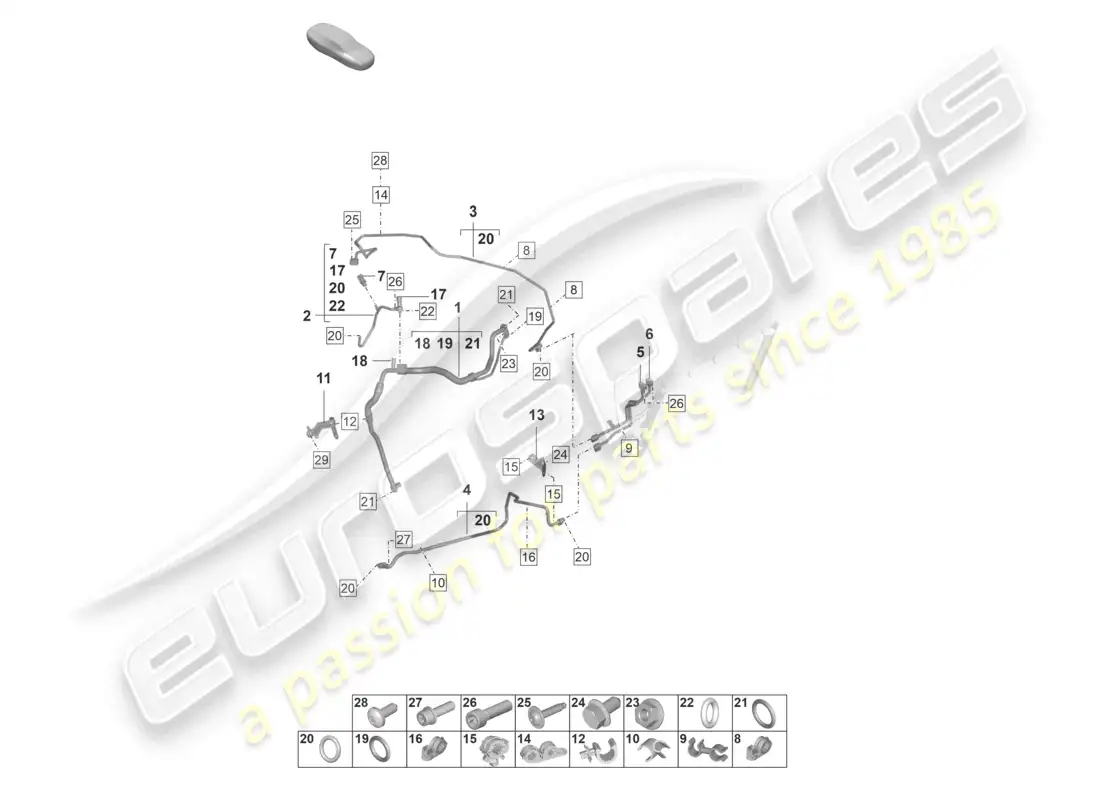 porsche 2023 (992-1 gt3/rs/st) air conditioning lhd refrigerant line (expansion valve >drier) parts diagram
