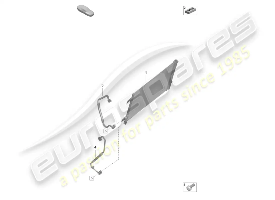 porsche 2023 (992-1 gt3/rs/st) air conditioning condenser parts diagram
