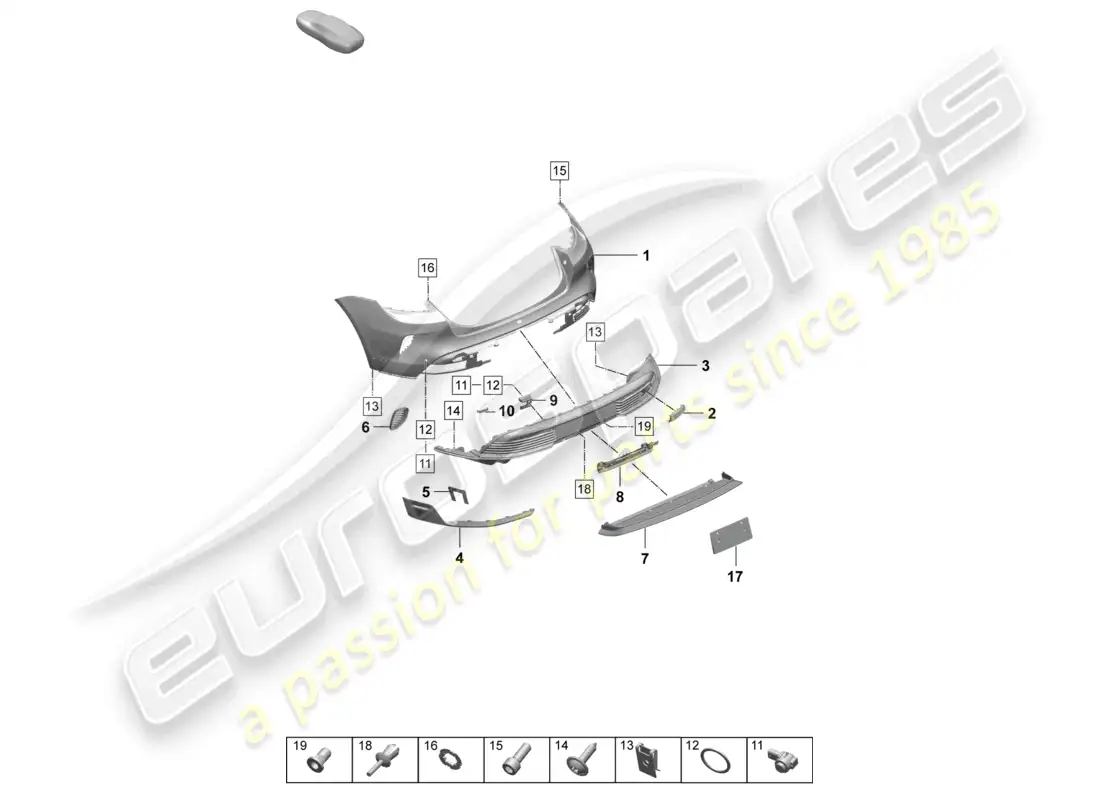 porsche 2025 (taycan 9j1-2) bumper rear special model part diagram