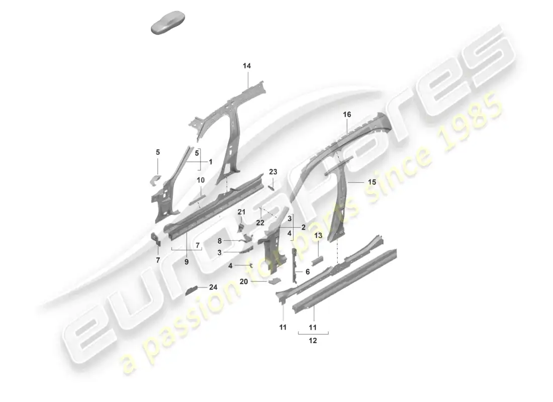 porsche 2023 (taycan 9j1-1) side panel, inner front parts diagram