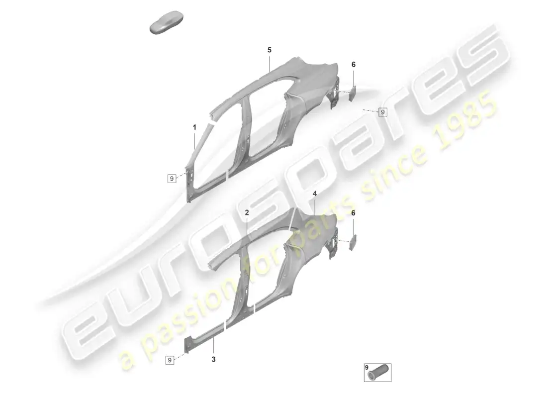 porsche 2023 (taycan 9j1-1) sectional part - side panel parts diagram