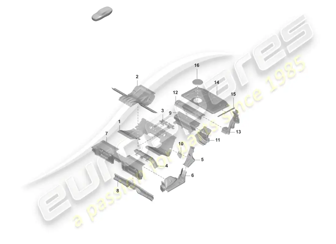 porsche 2023 (taycan 9j1-1) rear end rear bottom plate seat support parts diagram